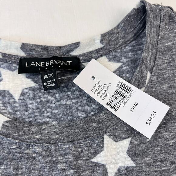 Lane Bryant Gray Lightweight Tan Top Stars and stripes Women's size 18/20 NWT - Picture 6 of 6